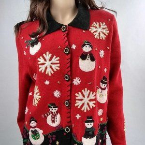 Designers Originals Women's Studio Fa La La Christmas Cardigan Size Large